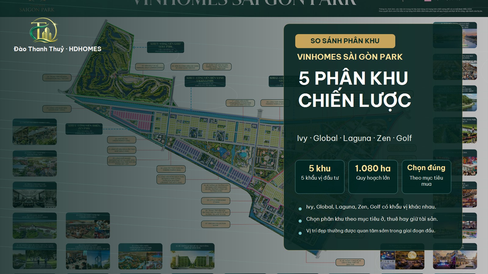5 phân khu Vinhomes Saigon Park (Ivy · Global · Laguna · Zen · Golf) — Chọn phân khu nào theo mục tiêu đầu tư?