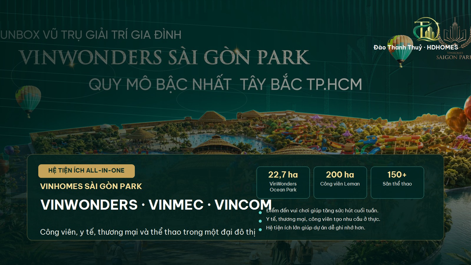 Tiện ích Vinhomes Saigon Park — VinWonders, Vinmec, Vincom, 200 hecta công viên: Vì sao gọi là 'all-in-one' thật sự?