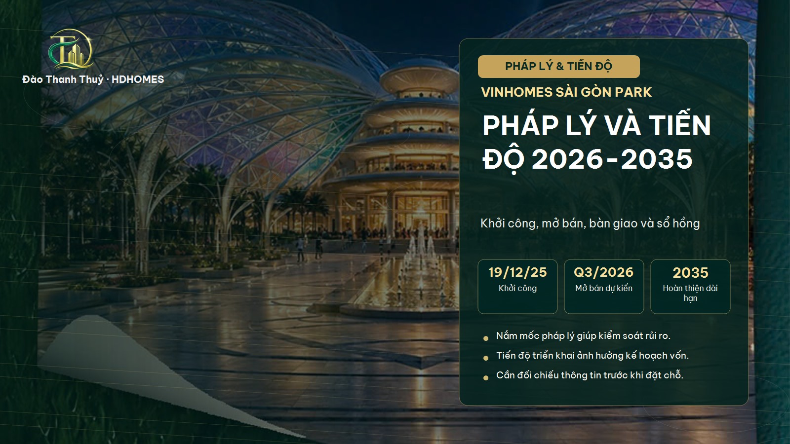 Pháp lý & tiến độ Vinhomes Saigon Park 2026-2035 — Khởi công 19/12/2025, mở bán Quý 3/2026, sổ hồng khi nào?