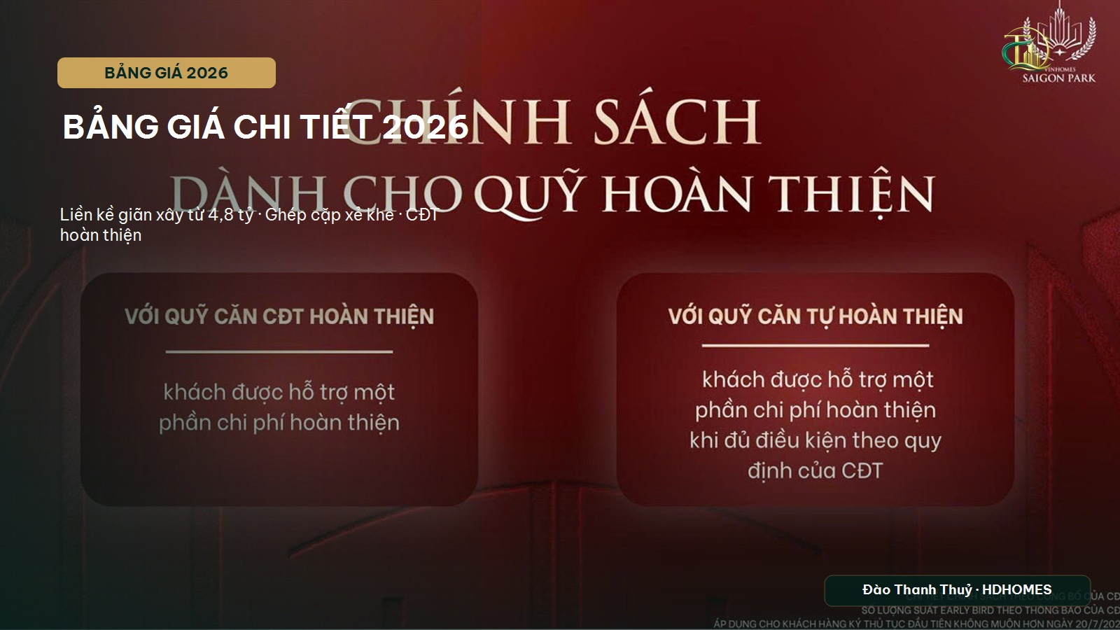 Bảng giá Vinhomes Sài Gòn Park 2026 — Chi tiết dòng sản phẩm giãn xây & CĐT hoàn thiện