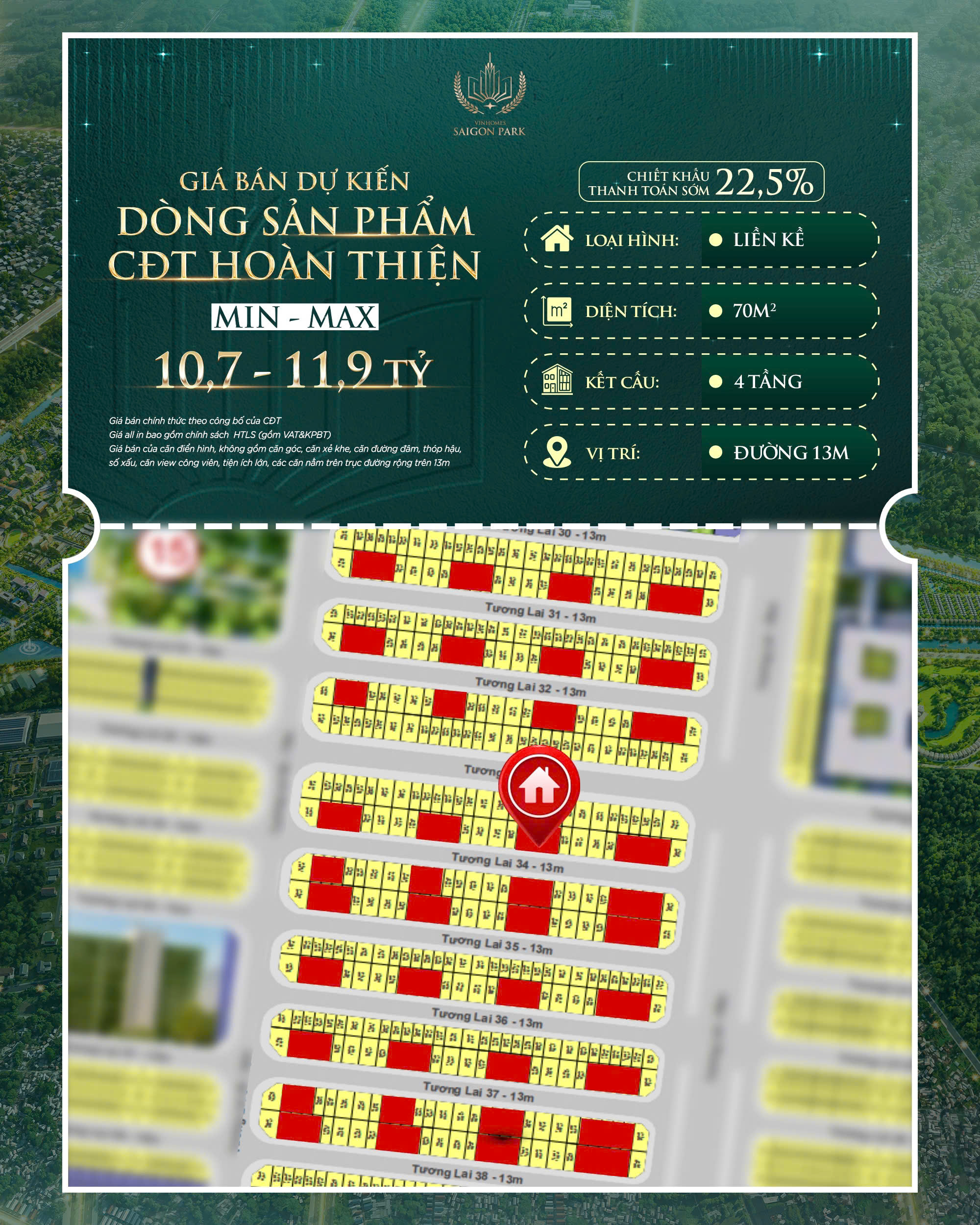 Giá dòng CĐT hoàn thiện Vinhomes Sài Gòn Park - liền kề nhận nhà hoàn thiện